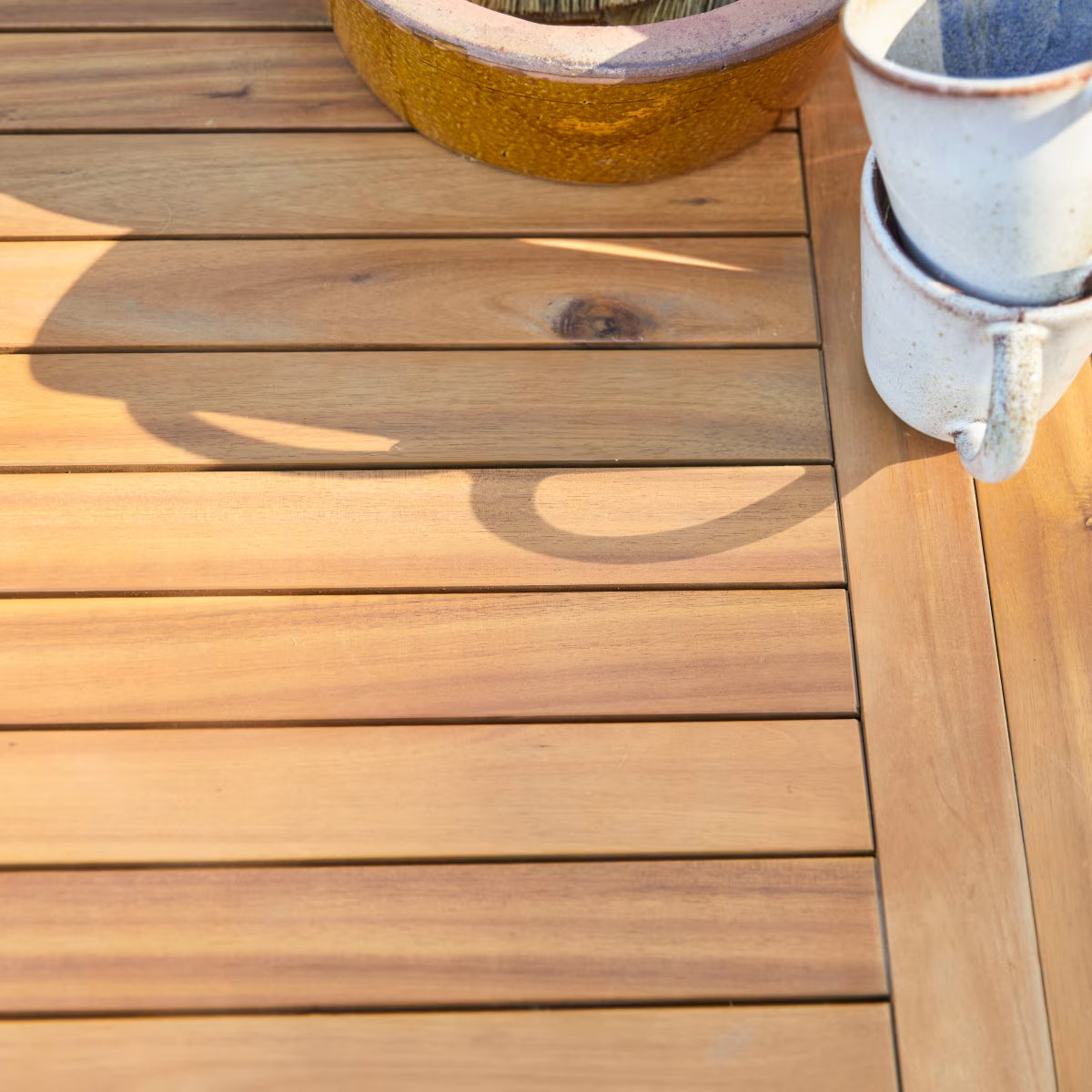 Conjunto de jardín de acacia maciza con 6 sillas