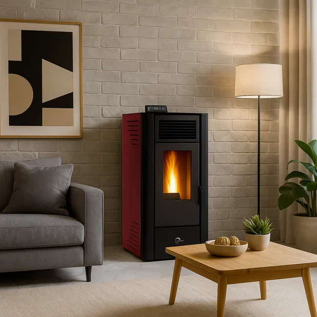 Estufa de Pellets Sannover Anita 11,6 kW – Color Burdeos