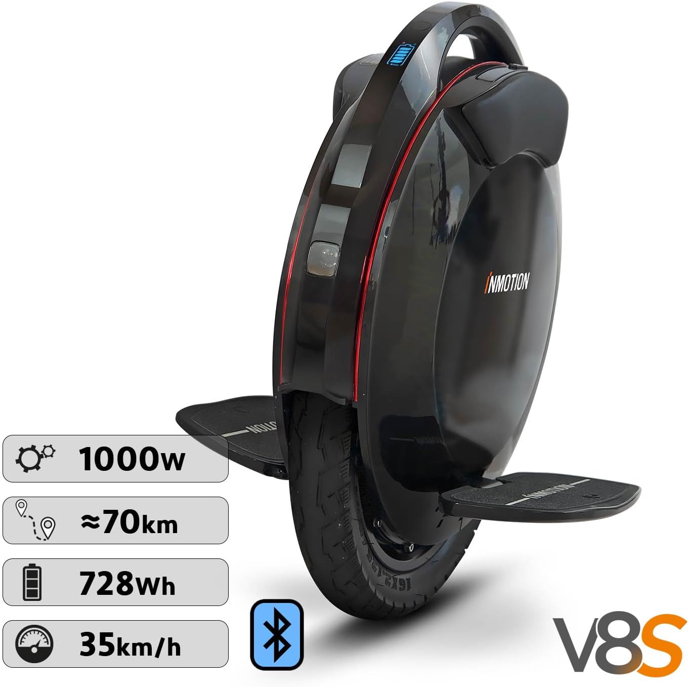 INMOTION El-enhjuling V8S, Vuxen, Svart, 250W Motor