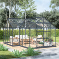 Invernadero de jardín Orangerie C 13,5m² antracita en cristal templado de 4mm + base Green Protect