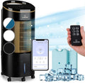 Klarstein IceWind Plus Climatizador Evaporativo – 4 en 1: Ventilador, Enfriador, Humidificador y Purificador, 330 m³/h, Control por App y Alexa, Silencioso, Depósito de 7L, Oro Metálico/Negro