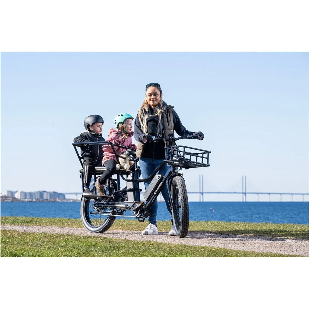 Lastcykel el Cargobike Longtail Varia Svart