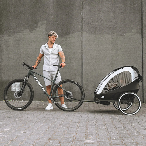 Lyxig cykelvagn, 3-i-1 barnvagn och joggingvagn – Svartkrämvit