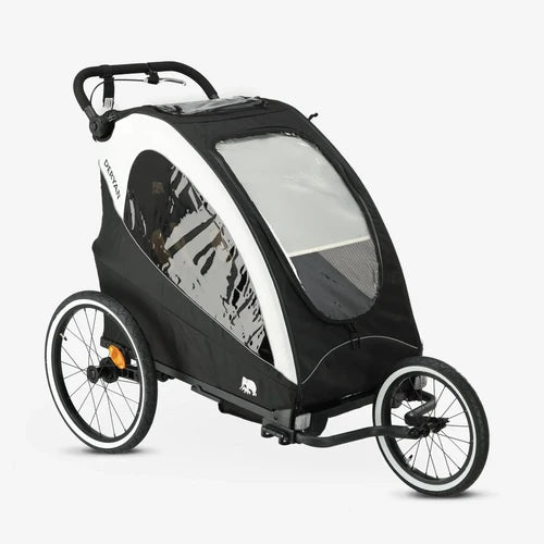 Lyxig cykelvagn, 3-i-1 barnvagn och joggingvagn – Svartkrämvit