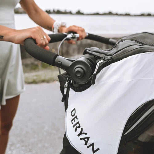Lyxig cykelvagn, 3-i-1 barnvagn och joggingvagn – Svartkrämvit