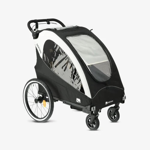 Lyxig cykelvagn, 3-i-1 barnvagn och joggingvagn – Svartkrämvit