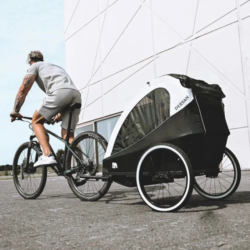 Lyxig cykelvagn, 3-i-1 barnvagn och joggingvagn – Svartkrämvit