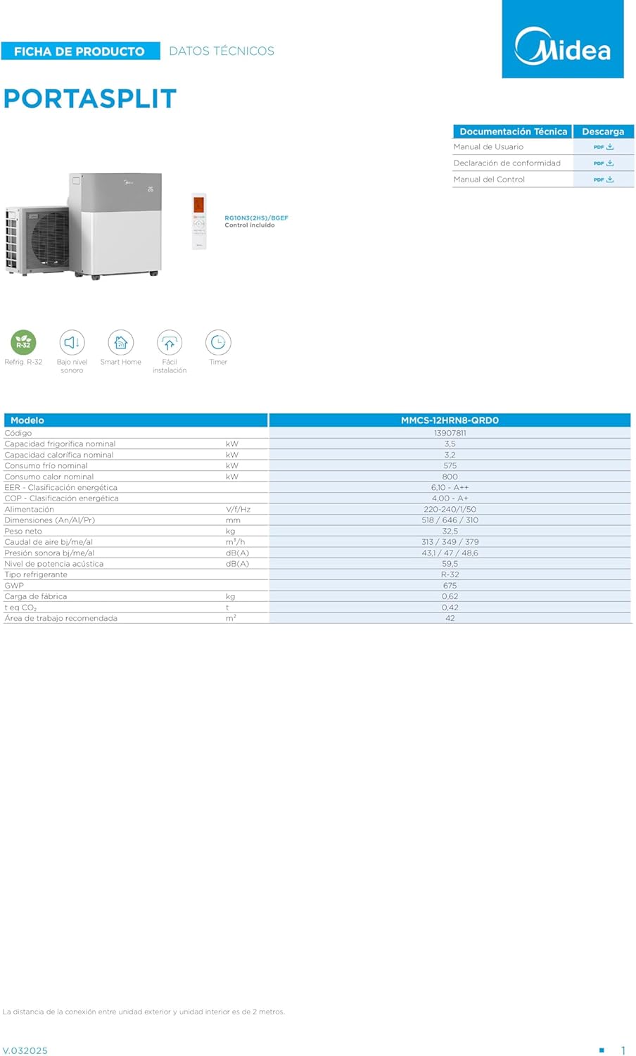 Midea Portasplit Portable Air Conditioner 4 in 1  3000 Fridges