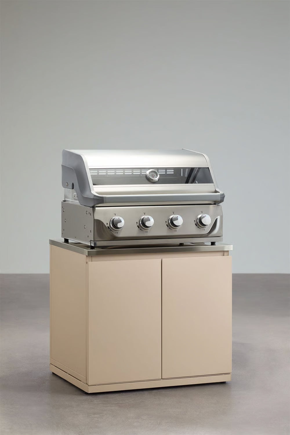 Módulo con barbacoa de gas con 4 quemadores para cocina modular de exterior en acero Rivana