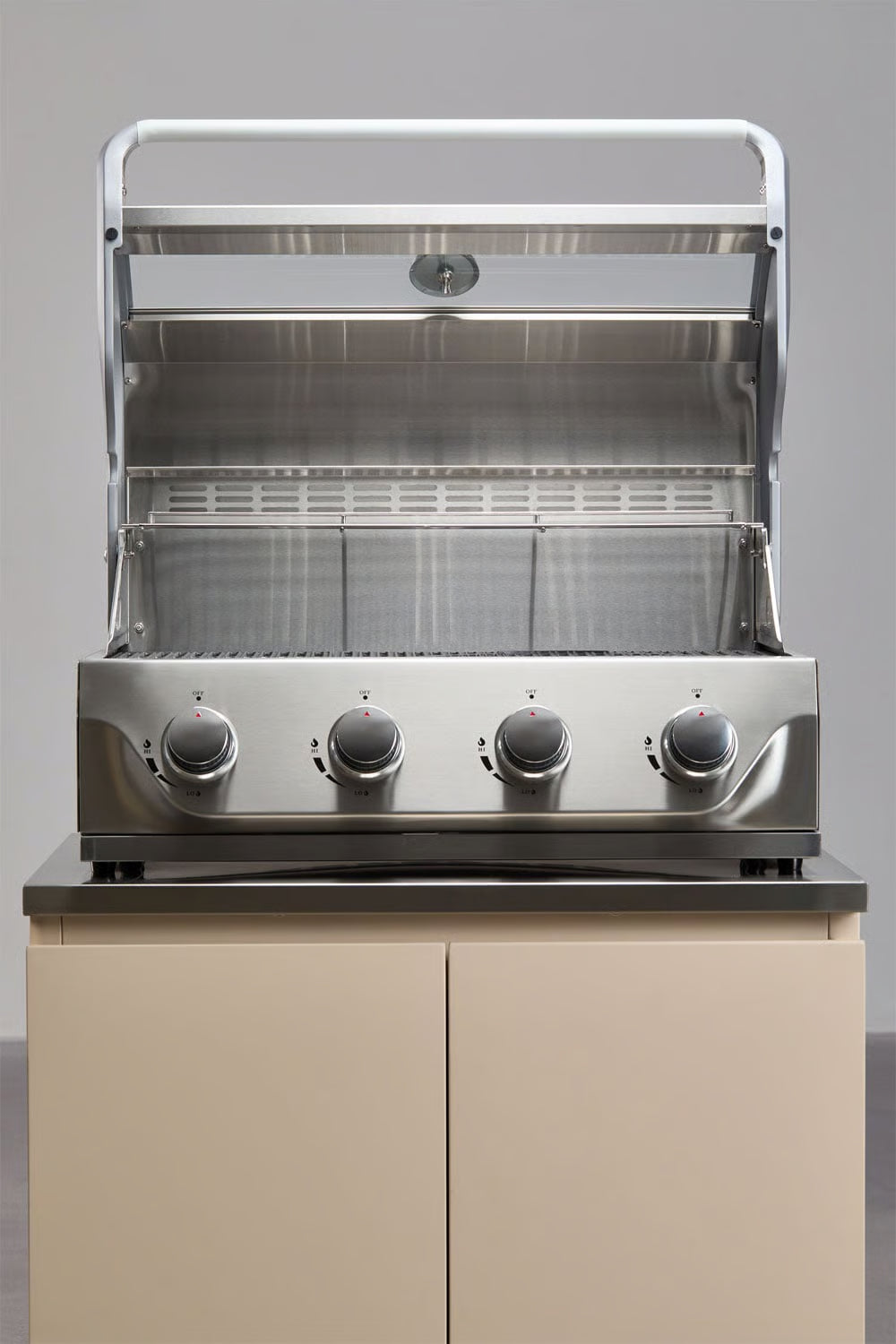Módulo con barbacoa de gas con 4 quemadores para cocina modular de exterior en acero Rivana