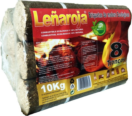 Palet Briquetas Leña Roja – 112 Sacos (10 kg)