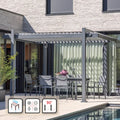 Pérgola bioclimática de aluminio NATERIAL Odyssea gris y lama gris claro de 320 x 358.5 x 247 cm manual