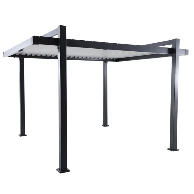 Pérgola bioclimática de aluminio NATERIAL Odyssea gris y lama gris claro de 320 x 358.5 x 247 cm manual