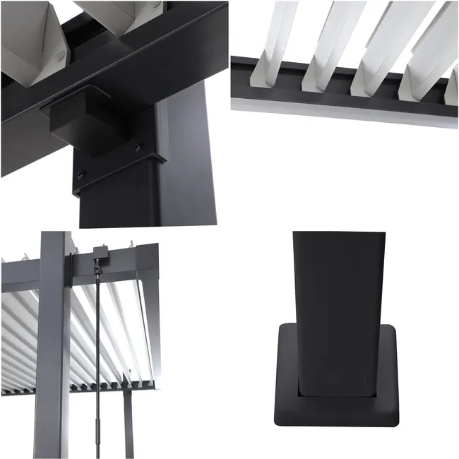 Pérgola bioclimática de aluminio NATERIAL Odyssea gris y lama gris claro de 320 x 358.5 x 247 cm manual
