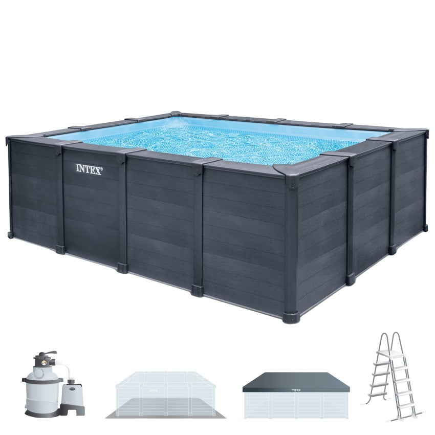 Piscina desmontable rectangular Graphite Gray Panel 4 metros con depuradora