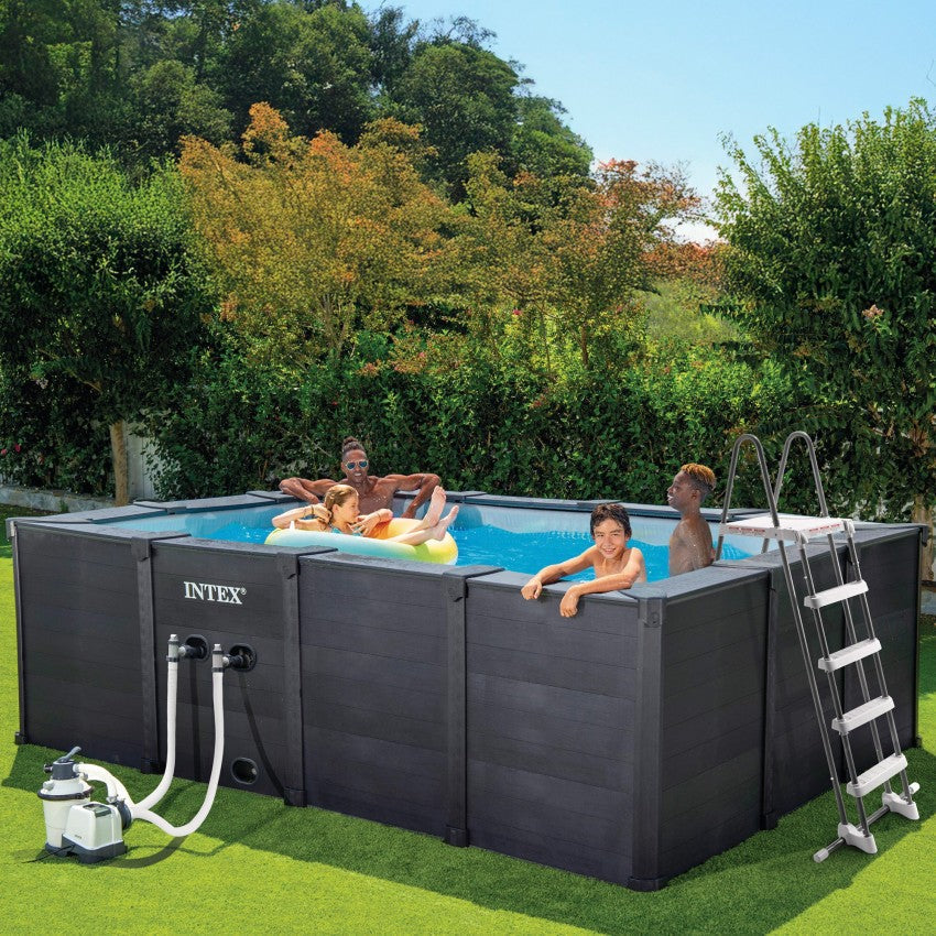 Piscina desmontable rectangular Graphite Gray Panel 4 metros con depuradora
