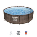 Piscina tubular de acero marrón redonda ø 3.66x1 m con depuradora de cartucho y escalera de seguridad BESTWAY