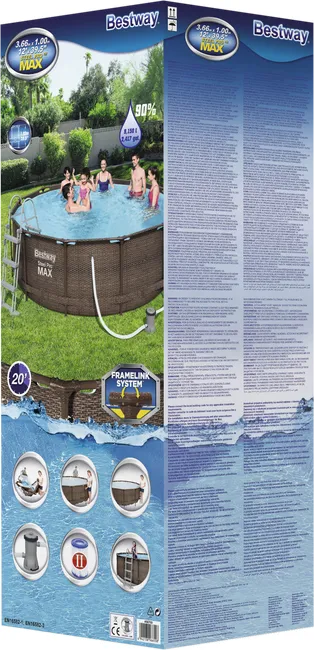 Piscina tubular de acero marrón redonda ø 3.66x1 m con depuradora de cartucho y escalera de seguridad BESTWAY