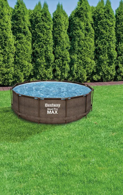 Piscina tubular de acero marrón redonda ø 3.66x1 m con depuradora de cartucho y escalera de seguridad BESTWAY
