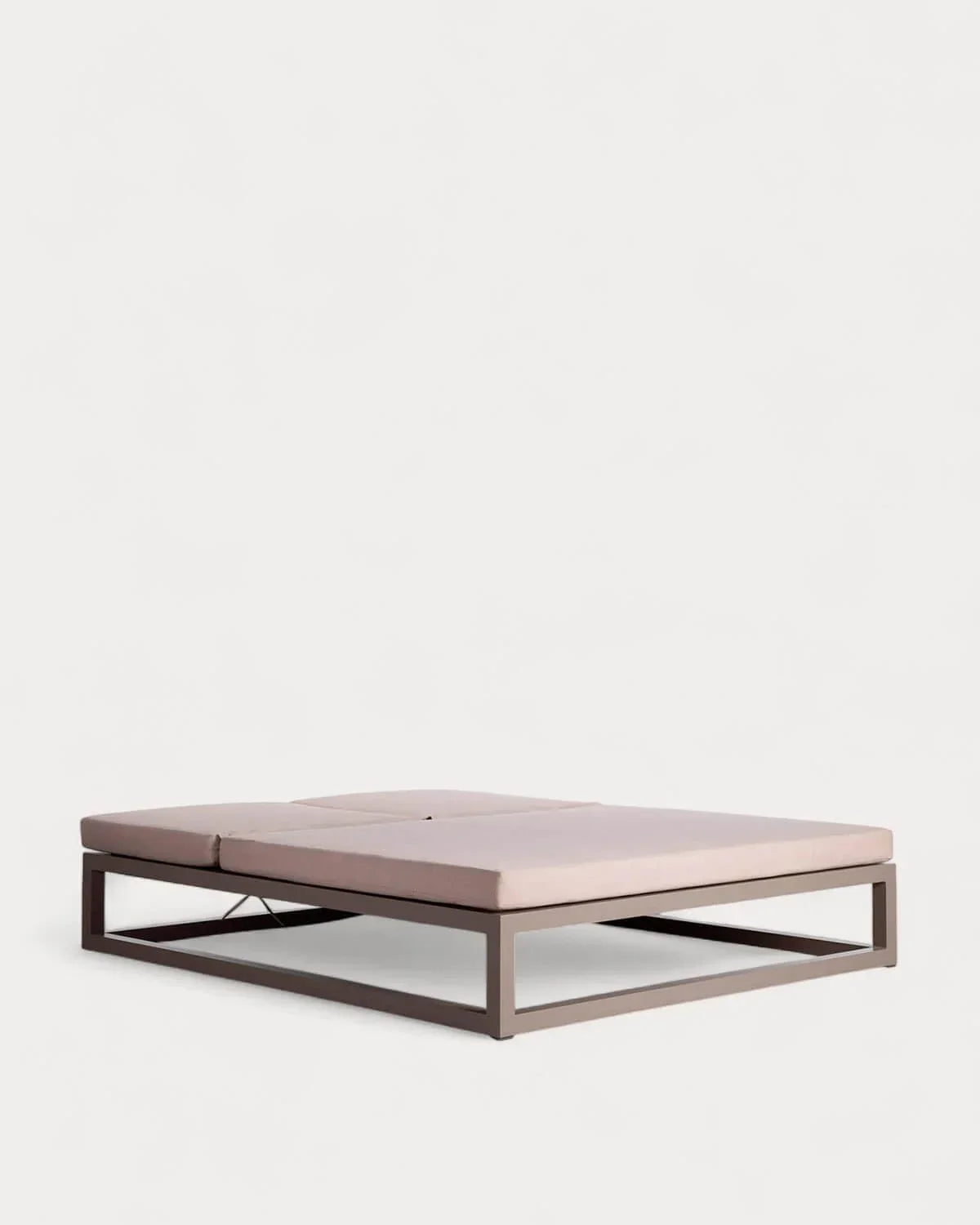 Set de Tumbona Doble Reclinable Kewin y 2 Mesas Auxiliares de Aluminio (40x40 cm) Kreta Colours