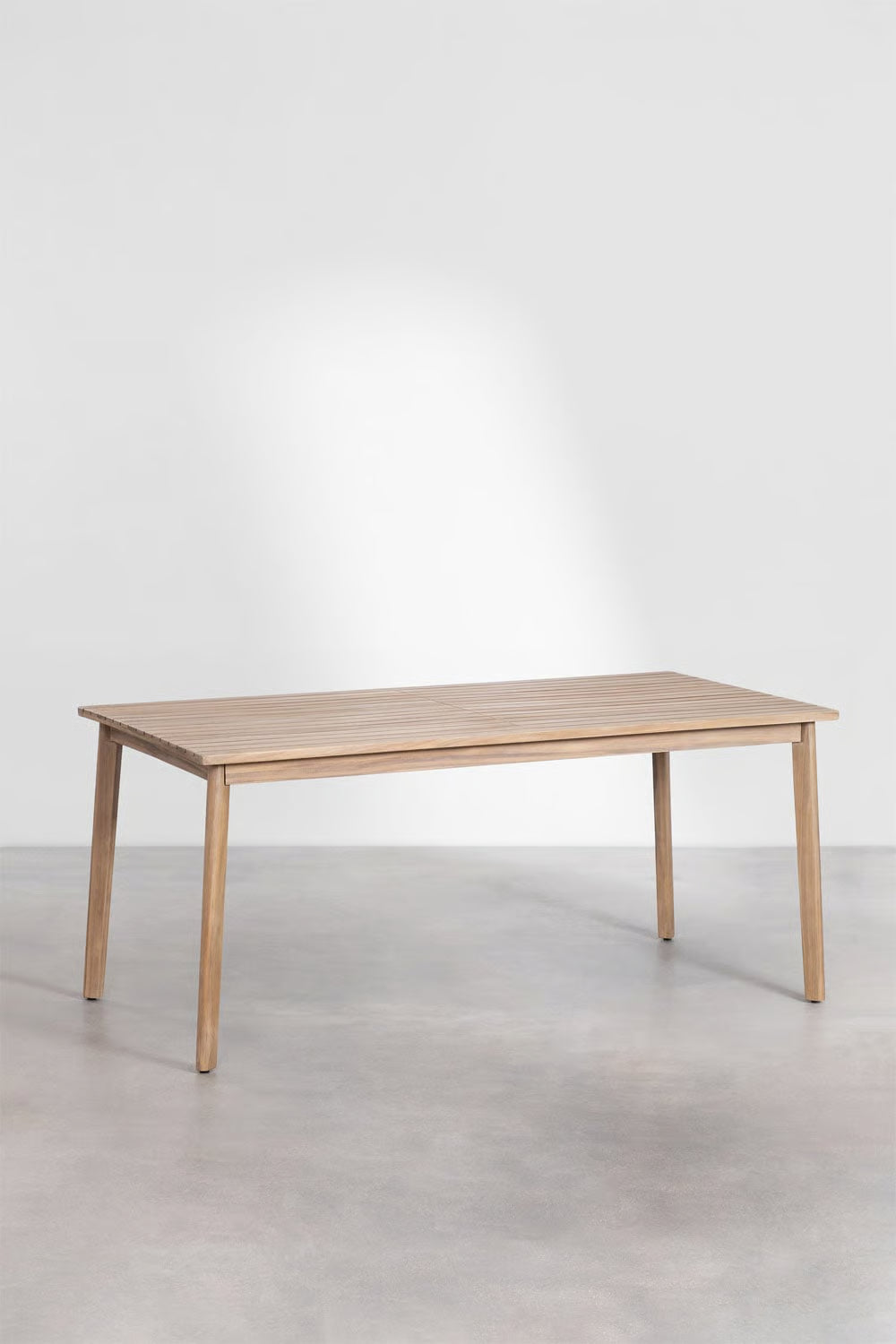 Set de mesa rectangular 220x100 cm y 8 sillas de jardín en madera de acacia Kaela