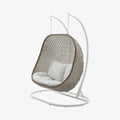 Sillón colgante de jardín 2 plazas de resina trenzada y metal blanco - Moka
