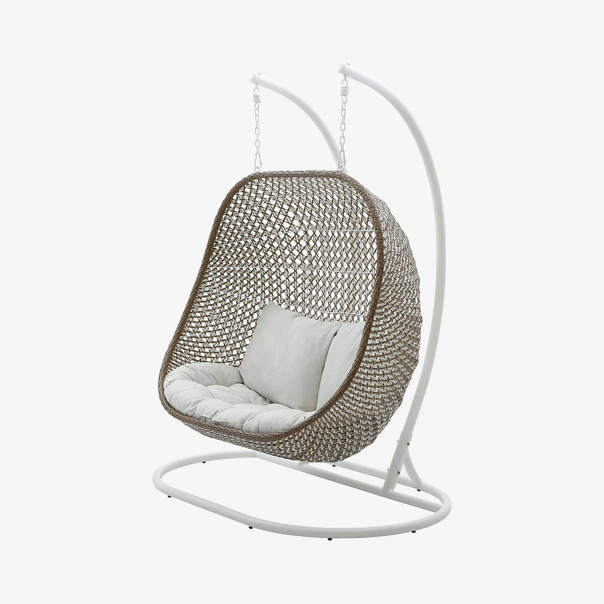 Sillón colgante de jardín 2 plazas de resina trenzada y metal blanco - Moka