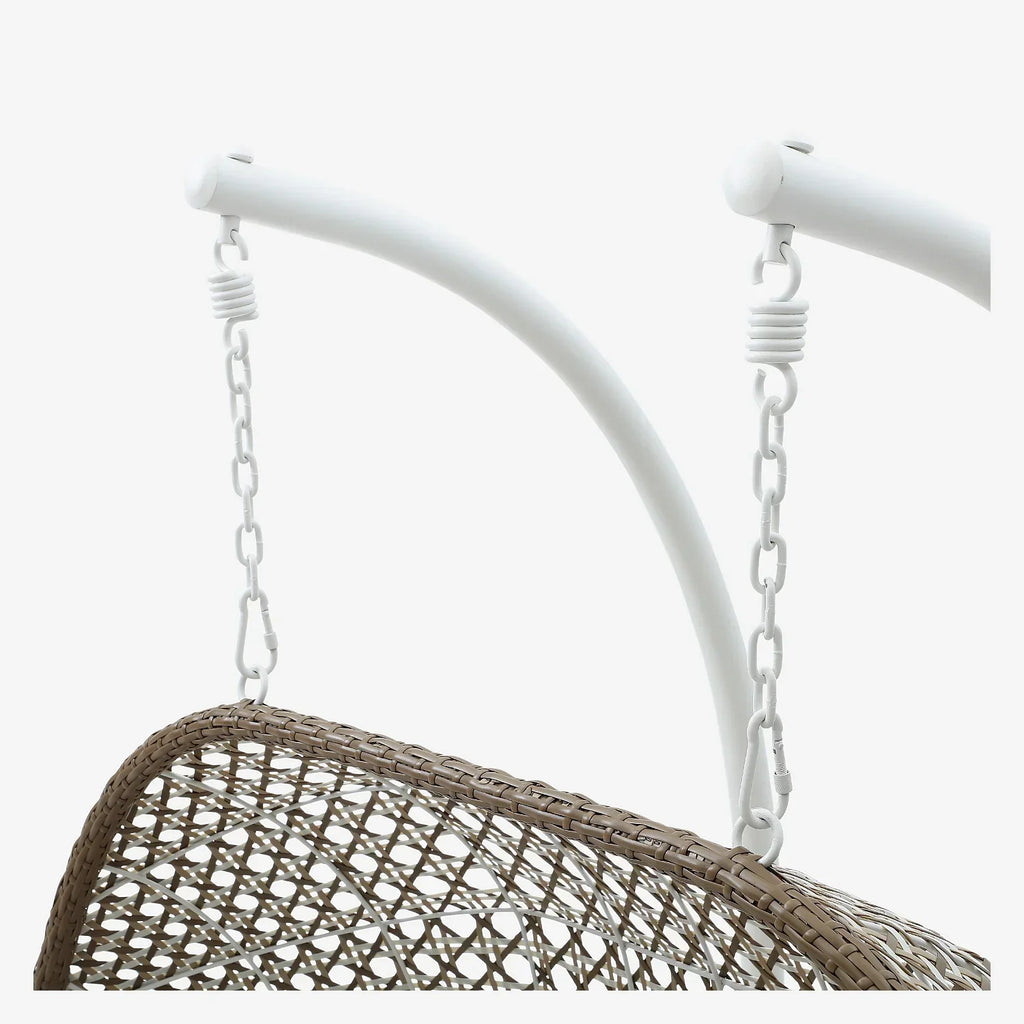 Sillón colgante de jardín 2 plazas de resina trenzada y metal blanco - Moka