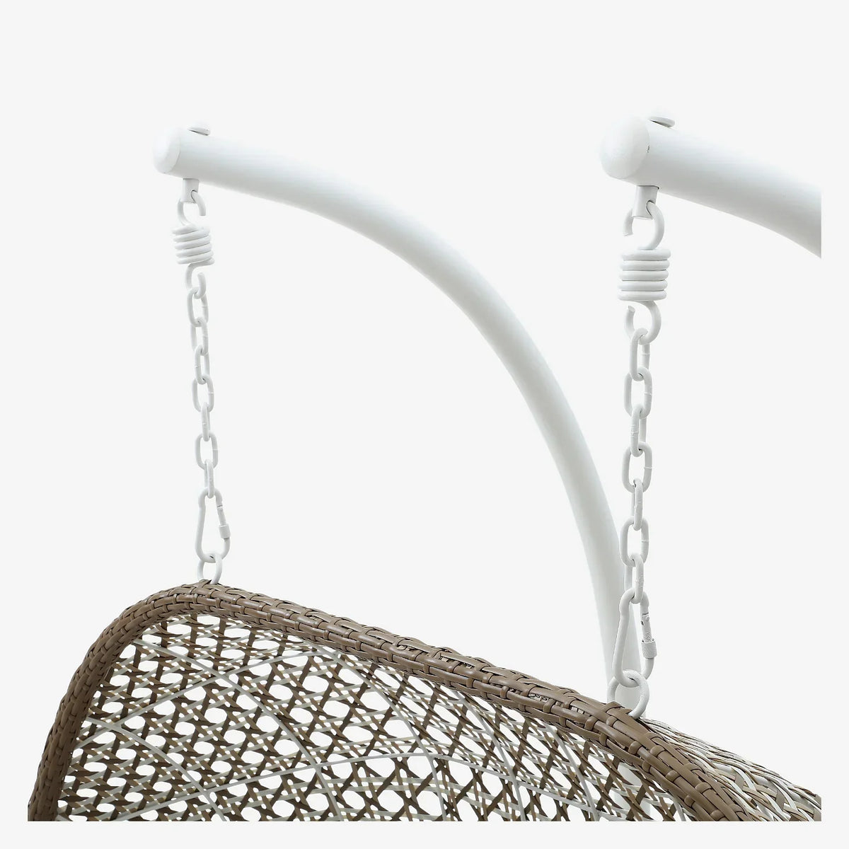 Sillón colgante de jardín 2 plazas de resina trenzada y metal blanco - Moka