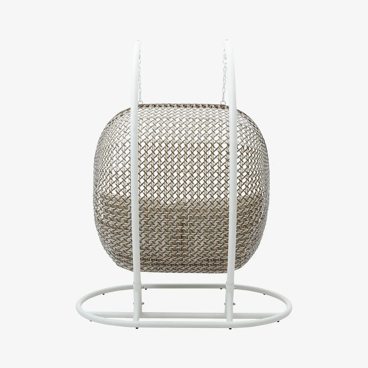 Sillón colgante de jardín 2 plazas de resina trenzada y metal blanco - Moka