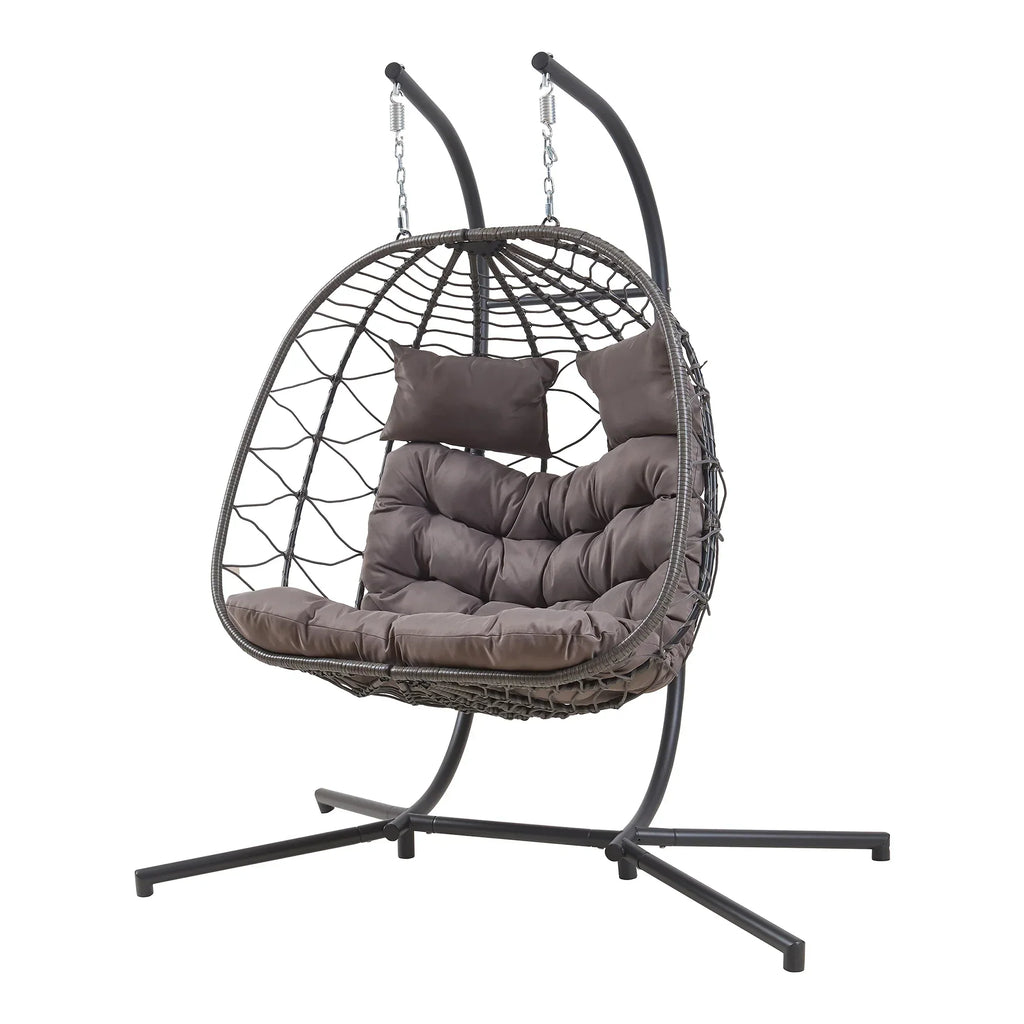 Sillón colgante doble Skense con estructura 198x156x98 cm Gris