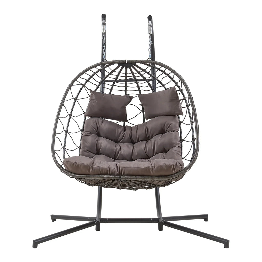 Sillón colgante doble Skense con estructura 198x156x98 cm Gris
