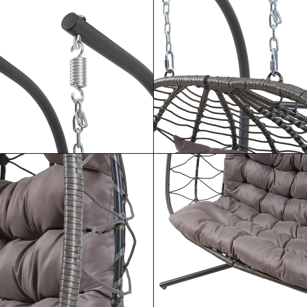 Sillón colgante doble Skense con estructura 198x156x98 cm Gris