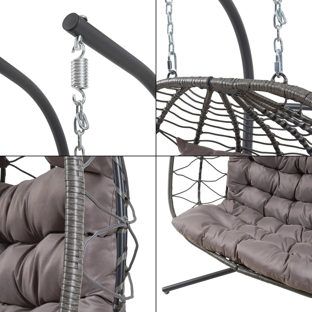 Sillón colgante doble Skense con estructura 198x156x98 cm Gris