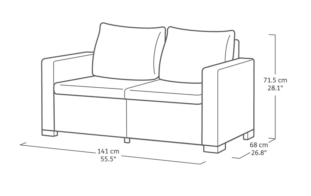 Sofá de 2 plazas de exterior California 141x68x71.5 cm - Capuchino.