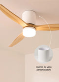 Ventilador de techo 40W silencioso Ø132cm 100% madera con carcasa de yeso personalizable