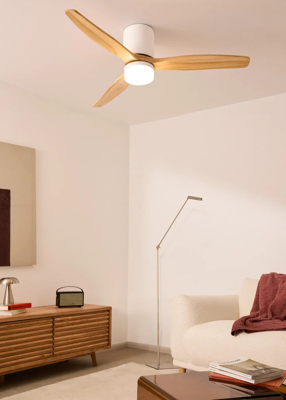 Ventilador de techo 40W silencioso Ø132cm 100% madera con carcasa de yeso personalizable