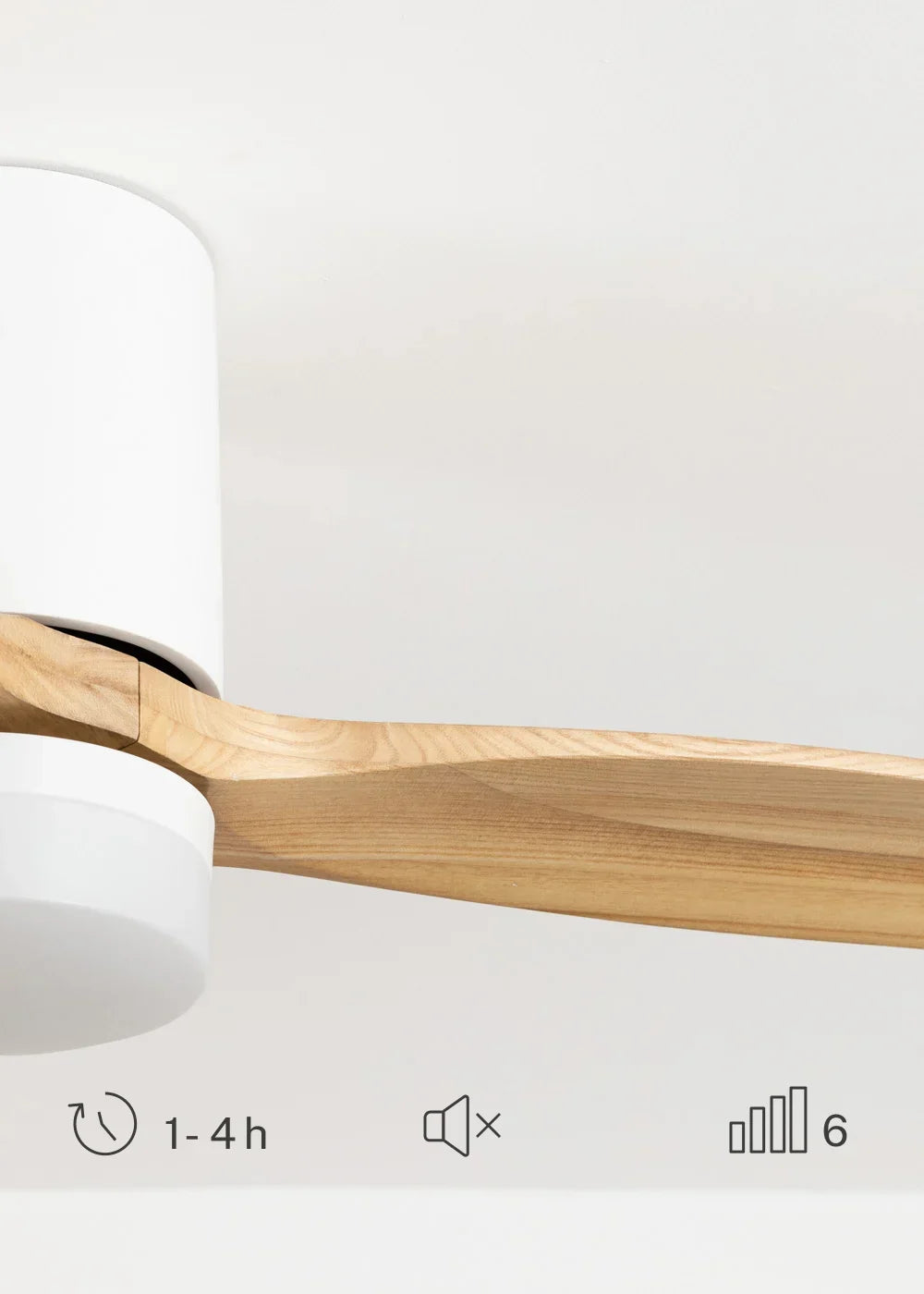 Ventilador de techo 40W silencioso Ø132cm 100% madera con carcasa de yeso personalizable