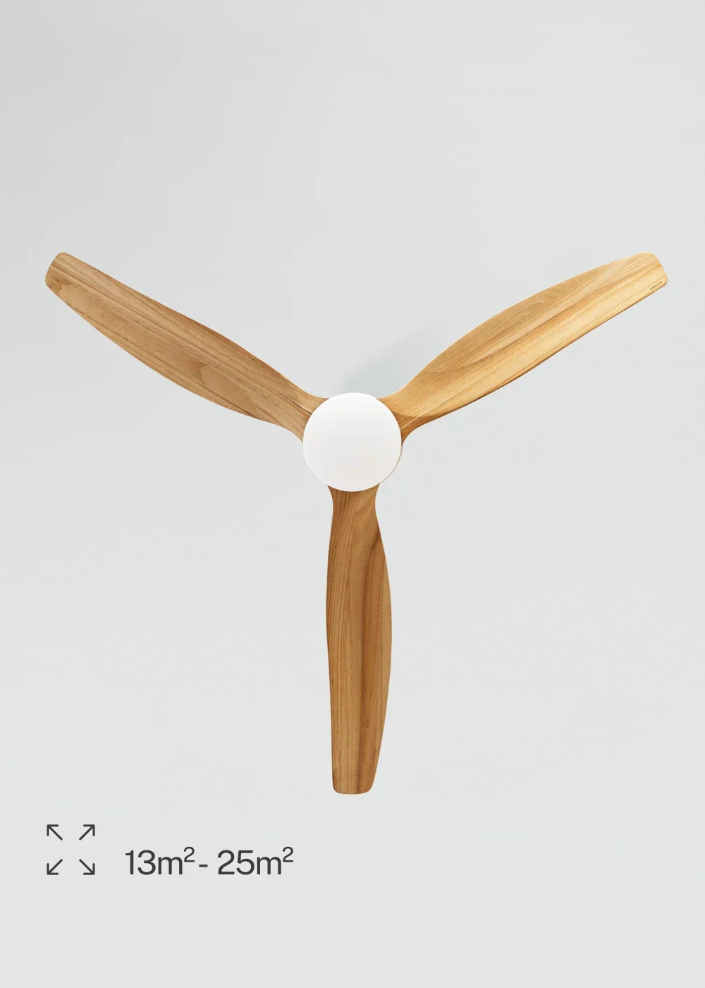 Ventilador de techo 40W silencioso Ø132cm 100% madera con carcasa de yeso personalizable