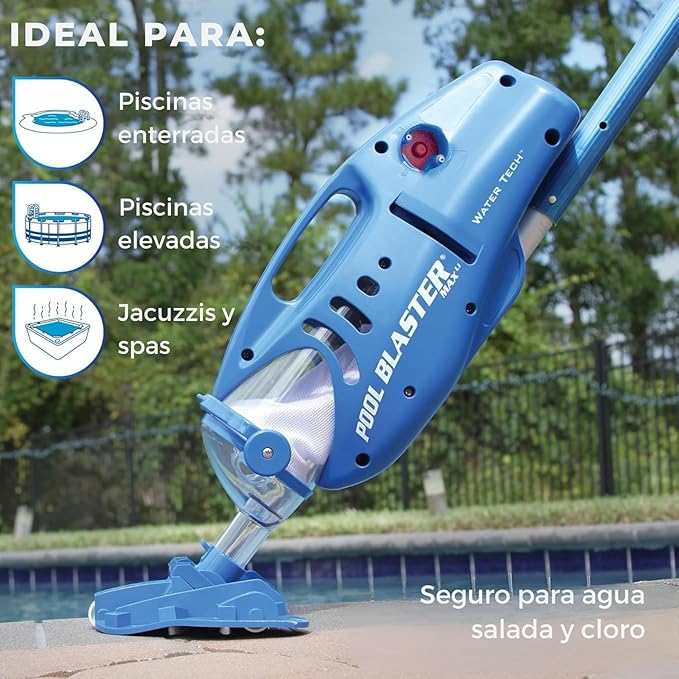 Water Tech POOL BLASTER Max Li Pool Vacuum, Cordless Pool Vacuum with P30 Motor, Handheld Vacuum for Pools and Spas